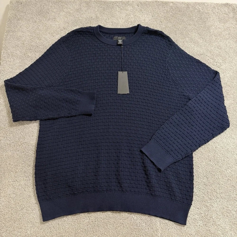 Shaquille O'Neal XLG Sweater Mens 4XL‎ Navy Platoon Textured Crewneck Pullover